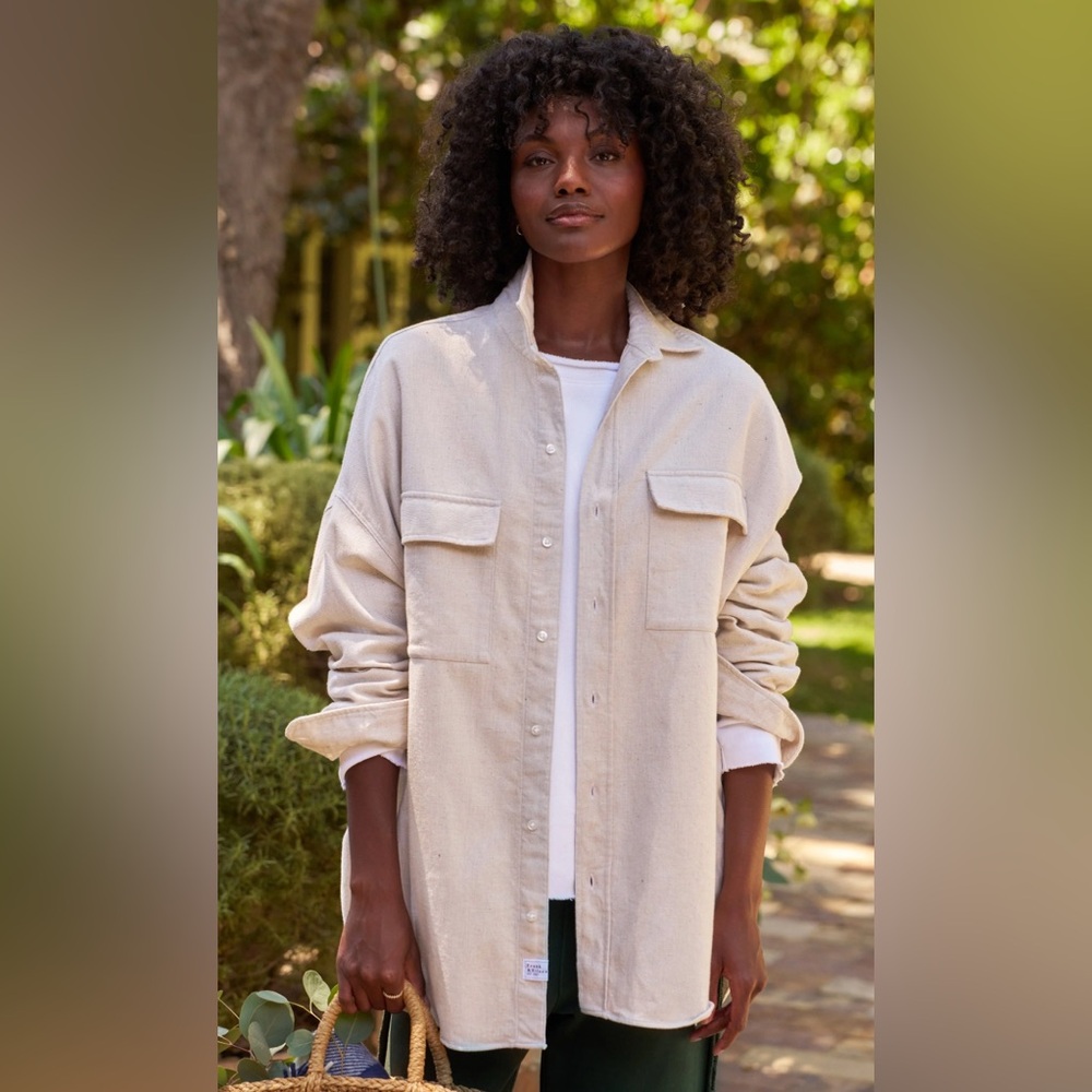 Frank & Eileen Oversized Beige Button-Up McLoghlin style Shirt/Jacket. Size XS/S